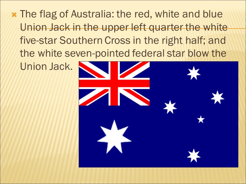 The flag of Australia: the red, white and blue Union Jack in the upper